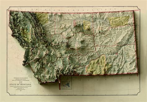 Montana Map Montana 2D Relief Map Montana Topo Map Montana | Etsy UK