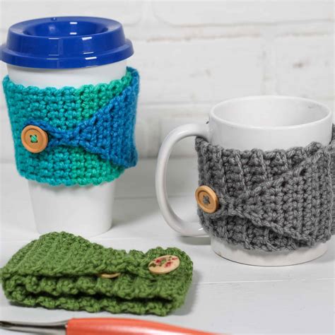 Buttoned Crochet Cup Cozy: How to Crochet - Winding Road Crochet