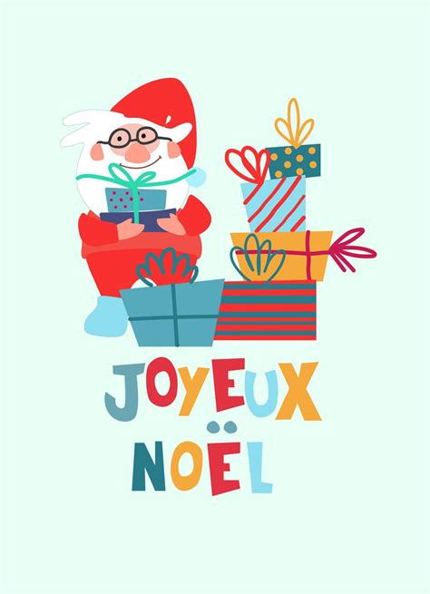 Christmas greeting card design. Hand-lettered text in French says Merry Christmas 15484989 ...