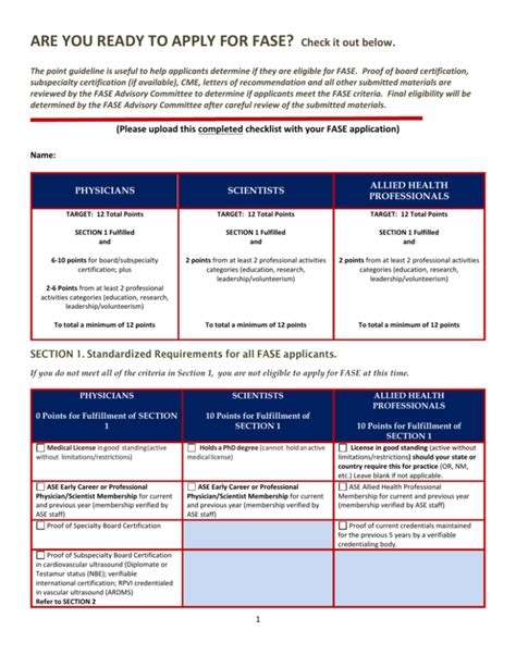 FASE Checklist - American Society of Echocardiography