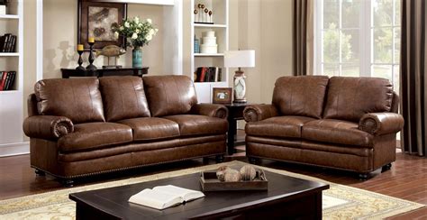 Rheinhardt Top Grain Leather Living Room Set from Furniture of America (CM6318-SF) | Coleman ...