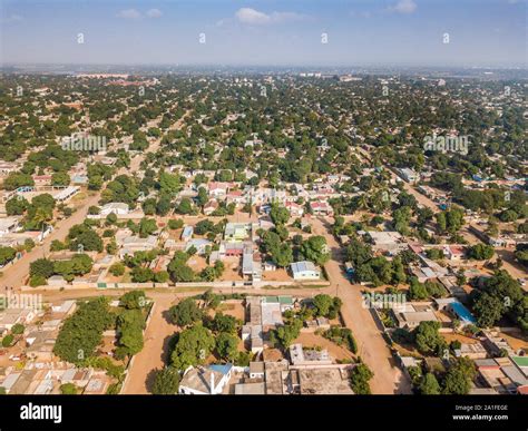 Aerial view of Matola, suburbs of Maputo, capital city of Mozambique ...