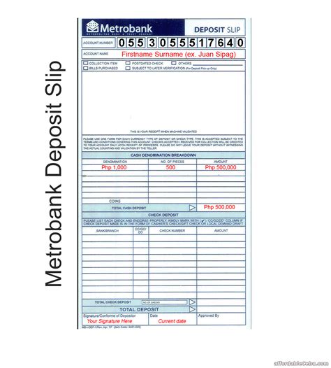 Metrobank Deposit Slip Sample Copy - Banking 30652