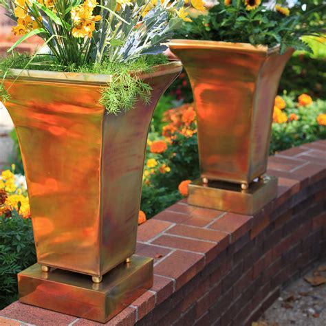 H. Potter Large Square Stainless Steel/Copper Plated Pot - Planters at Hayneedle