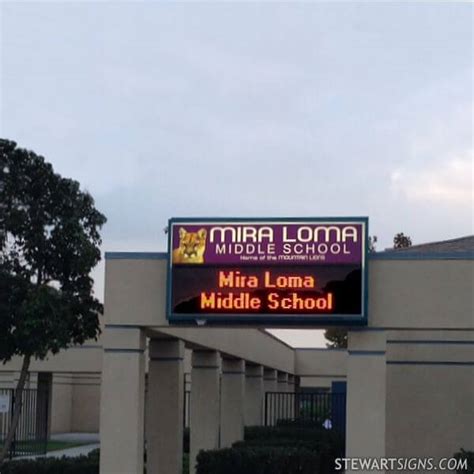 School Sign for Mira Loma Middle School - Riverside, CA