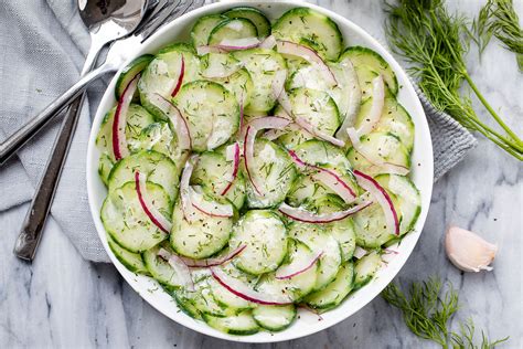 Marinated Cucumber Salad Recipe with Creamy Dill Sauce – Cucumber Salad Recipe — Eatwell101