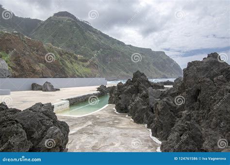 Lava Pools Complex and City Porto Moniz on the End of Madeira Winter ...