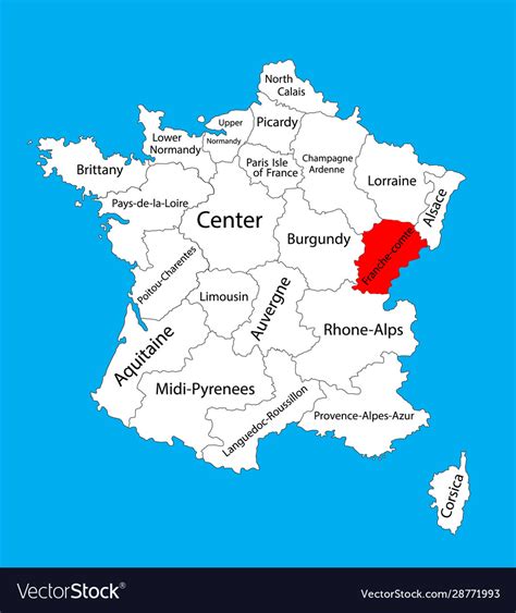 French comte map france Royalty Free Vector Image