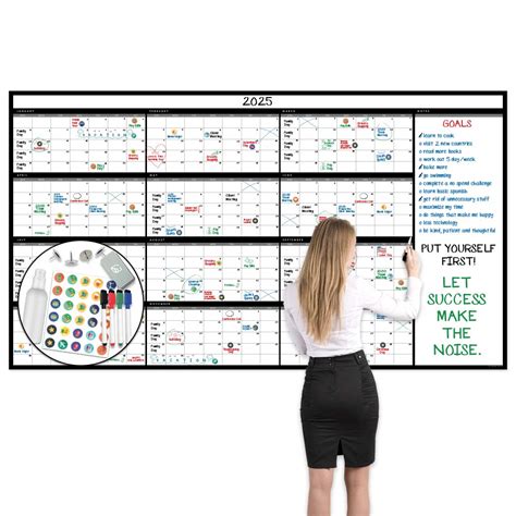 Large Dry Erase Wall Calendar - 38" x 68" - Undated Blank 2022 Reusable Yearly Calendar - Giant ...