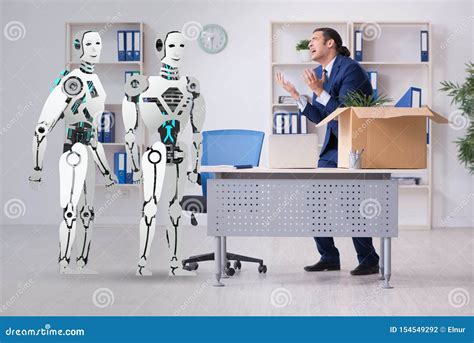 Concept of Robots Replacing Humans in Offices Stock Photo - Image of futuristic, industrial ...