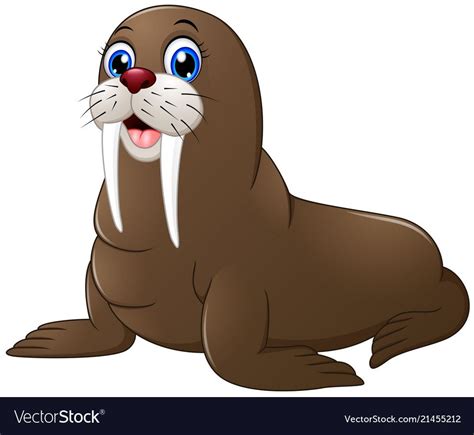 Cute walrus cartoon Royalty Free Vector Image - VectorStock Cartoon ...