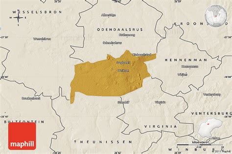 Physical Map of WELKOM, shaded relief outside