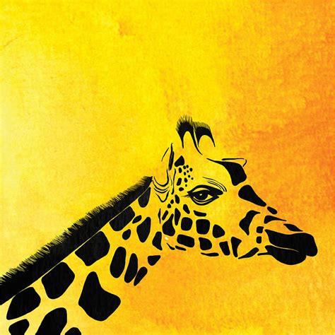 Giraffe Animal Decorative Yellow Wall Poster 7 - by Diana Van Painting by Diana Van