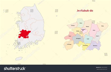 South Korea North Jeolla Province Map Stock Vector Illustration ...