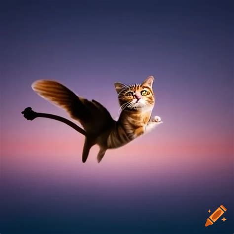 Cat flying in the sky