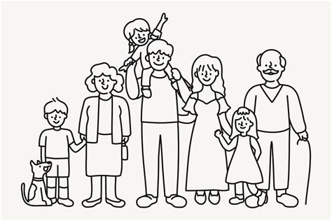 Extended family doodle clipart, character | Premium Vector Illustration ...