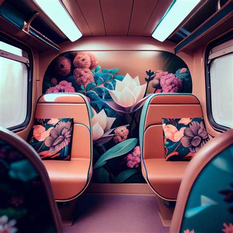 interior of a futuristic train with fancy leather in... | OpenArt