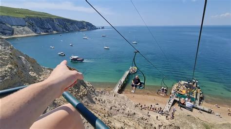 Riding sketchy Chairlift at The Needles - Isle of Wight,DON'T LOOK DOWN ...