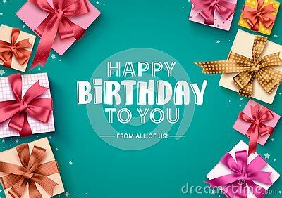 Happy Birthday Gift Boxes Vector Background. Birthday Greeting Card ...