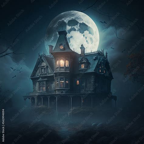 Haunted House with Dark Horror Atmosphere. Halloween Haunted Scene ...