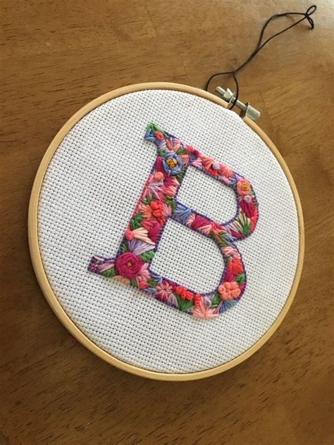 Hand Embroidered Monogram Letter B Custom Monogram, Monogram Letters, Embroidery Letters ...