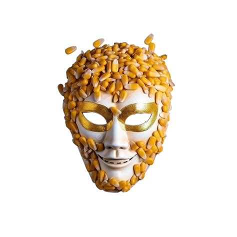 Top View Corn Kernels Arranged In A Halloween Mask, On Old Wooden Table, Halloween Decorations ...