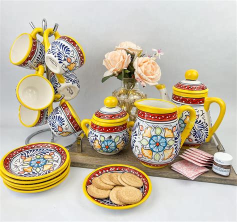 Mexican Talavera Dinnerware Set 15 pc Tea Coffee Mexican Pottery Set – Ibarra Imports