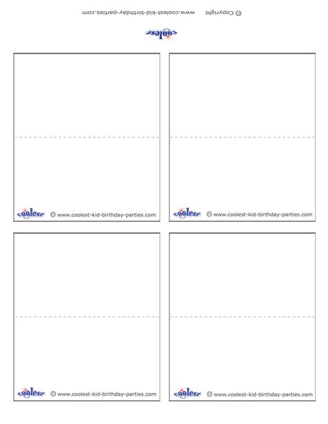 Printable Blank Place Card Template - Printable Templates