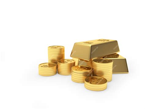 Premium Photo | Heap of gold bars and coins stacked in piles isolated