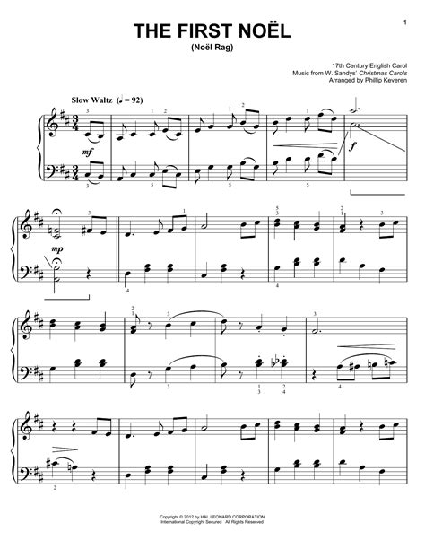 The First Noel sheet music by Phillip Keveren (Easy Piano – 92352)