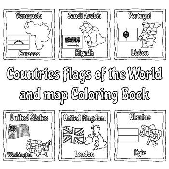 Countries Flags of the World and map Coloring Book | TpT