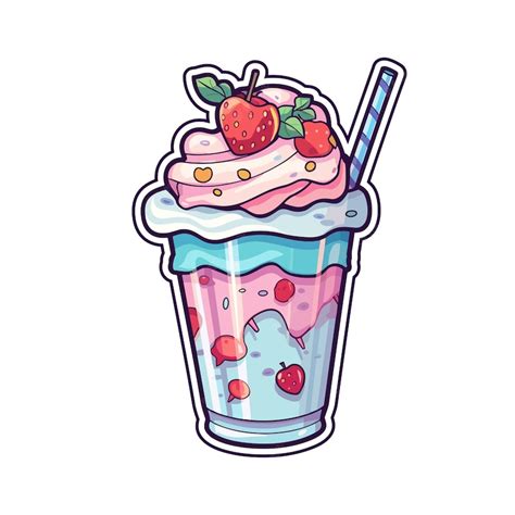 Premium Vector | 020 milkshake sticker cool colors kawaii clip art ...