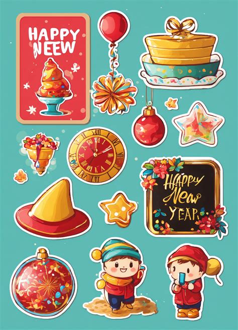 Lexica - Happy new year stickers height quality art station