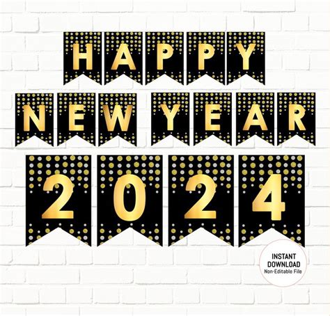 Happy New Year 2024 Printable Instant Download - Etsy | Happy new year banner, New year banner ...