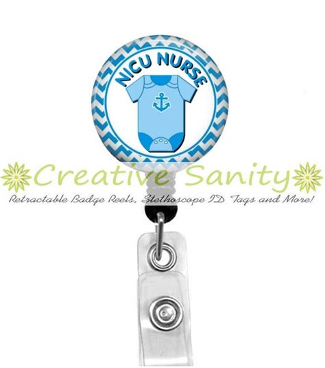 Nurse Retractable ID Badge Holder Blue Onsie by CreativeSanity