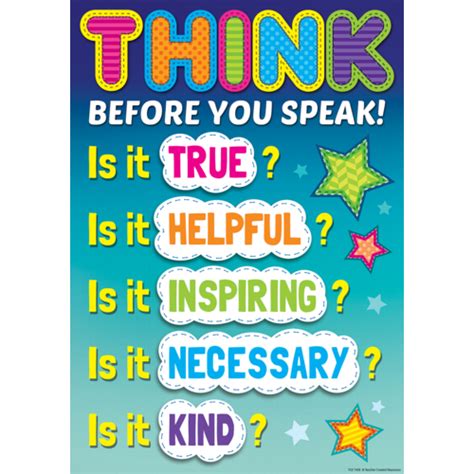 Think Before You Speak Positive Poster - TCR7408 | Teacher Created Resources