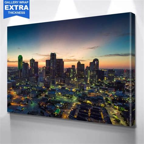 Dusk Dallas Skyline Canvas Wall Art – Daymira™ Wear For Everyday Pleasant