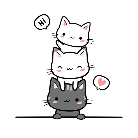 kitty cat greeting cartoon doodle illustration 4377020 Vector Art at ...