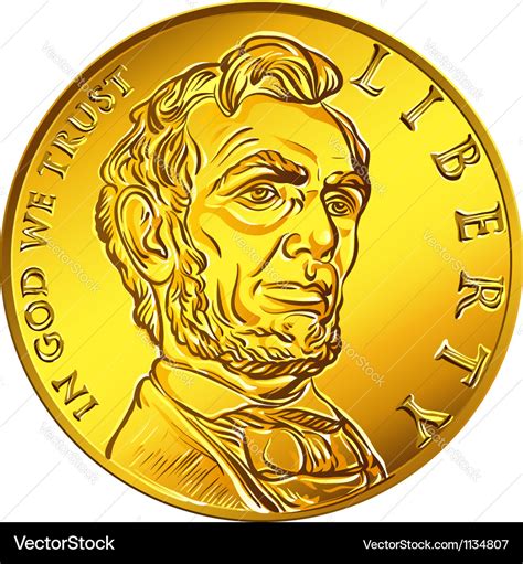 American money one dollar gold coin Royalty Free Vector