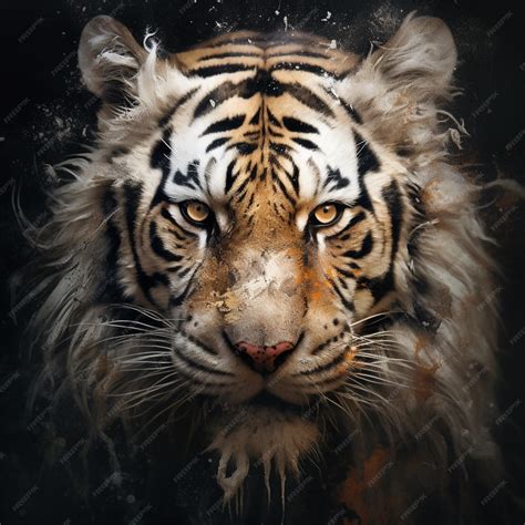 Premium AI Image | Tiger head on black background