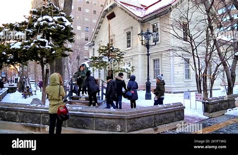 Sapporo Clock Tower is a wooden structure tourist attraction, houses a ...