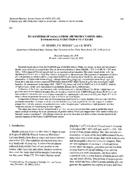 (PDF) Petrogenesis of basalts from the project FAMOUS area: experimental study from 0 to 15 ...