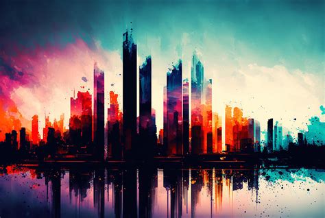 Artistic Abstract Painting of Skyscrapers Digital Art by Agnieszka ...