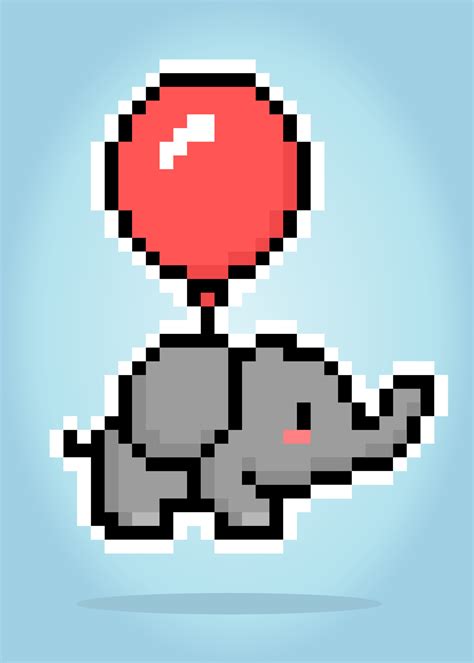 Pixel 8 bit elephant. Animal in vector illustration. 14445849 Vector ...