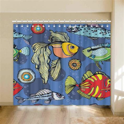 Underwater Graffiti Fish Cartoon Window Screen - HomeyCurtain