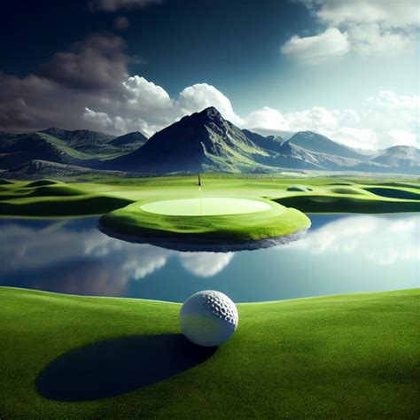 Premium Photo | Golf course landscape golf field background with pond on sunny day