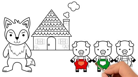 Three Little Pigs and The Big Bad Wolf Story | Draw Stories for Kids | Draw and learn for kids ...