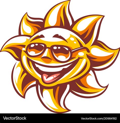 Cartoon happy sun art Royalty Free Vector Image