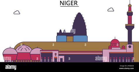 Niger tourism landmarks, vector city travel illustration Stock Vector ...