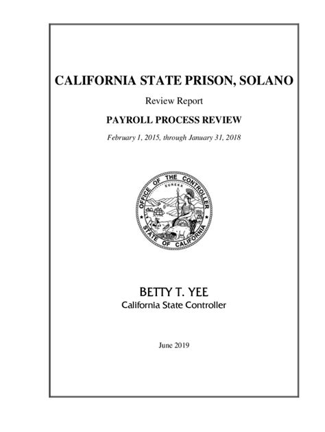 Fillable Online California State Prison-Solano Payroll Process Review ...